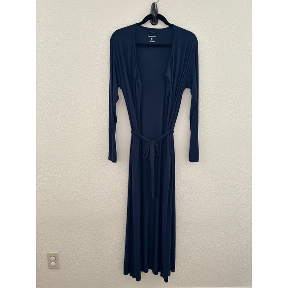 Dagsmejan Other - Dagsmejan Blue Balance Sleep Robe Navy Blue Modal Long Sleeve Belted Pockets Sm